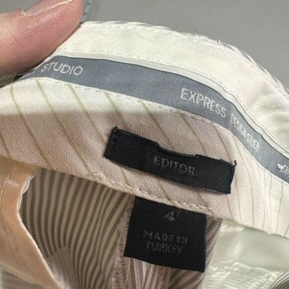 Express Editor Gray Striped Flare Wide Leg Trouser Pants Size 4 Career Corporate - Picture 11 of 16